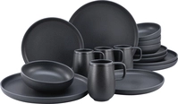 CreaTable, 22978, Uno Black, Kombiservice 16-tlg, Steinzeug CreaTable, 22978, Uno Black, Kombiservice 16-tlg, Steinzeug