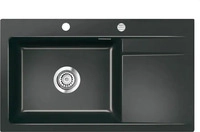 Sp&uuml;le KeraDomo STEMA 86 SL in NERO Becken links mit Excenterbedienung /...