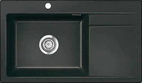 Sp&uuml;le KeraDomo STEMA 86 SL in NIGRA Becken links mit Handbet&auml;tigung /...