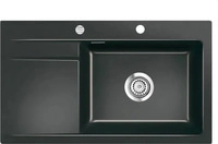 Sp&uuml;le KeraDomo STEMA 86 SL in NERO Becken rechts mit Excenterbedienung /...