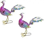 2er Set LED Solarpfau, bunt, H&ouml;he 55 cm, VERA - Bunt
