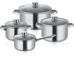 Kochtopfset 4-teilig cm, Edelstahl, poliert - New Roma - Silber