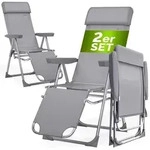 CASARIA&reg; Gartenstuhl mit Fu&szlig;teil 2er Set 6fach Verstellbar Liegefunktion Alu