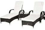 2er-Braun-Lieg-Set mit Tisch und Kissen - Braun/Creme