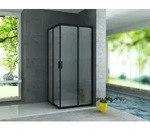 Aloni Duschkabine Eckeinstieg mit Schiebet&uuml;ren Rahmen Schwarz Matt 80x80x195...