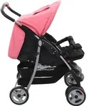 vidaXL Zwillingskinderwagen Rosa und Schwarz Stahl - Schwarz/Rosa