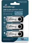 MediaRange MR910-3, 16 GB, USB Typ-A, 2.0, 17 MB/s, Drehring, Schwarz, Silber