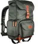 Mantona Luis junior Retro Fotorucksack gr&uuml;n mit Leder, Kamerarucksack inkl.