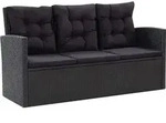 vidaXL 6-tlg. Garten-Lounge-Set mit Kissen Poly Rattan Schwarz - Schwarz