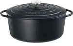 K&uuml;chenprofi Bratentopf oval mit Gussdeckel PROVENCE, 7 l, Schwarz, Keramik, Gas,