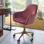 AMSTYLE Schreibtischstuhl Samt Rosa Design Drehstuhl mit Lehne Arbeitsstuhl 120 kg