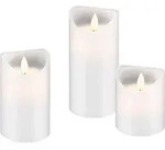 3er-Set LED-Echtwachs-Kerzen, wei&szlig; - Wei&szlig;