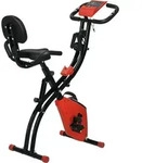 HOMCOM Heimtrainer X-Bike Fahrradtrainer LCD-Display klappbar Rot - Rot/Schwarz