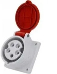 CEE Mennekes 16A 5p 400V IP44 Einbausteckdose gerade Typ 1385 Anbausteckdose - Rot