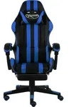 vidaXL Gaming-Stuhl mit Fu&szlig;st&uuml;tze Schwarz und Blau Kunstleder - Blau