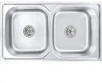 vidaXL K&uuml;chensp&uuml;le Doppelbecken mit Sieb & Siphon Edelstahl - Silber
