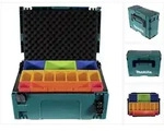 Makita MAKPAC 2 Systemkoffer + Boxeneinsatz mit farbigen Boxen P-83652 +