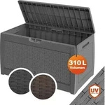 Casaria Gartenbox 310 L mit Rollen, wetterfest, Rattanoptik, Grau - Grau