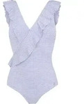 LASCANA Badeanzug gestreift-blau-wei&szlig; Gr&ouml;&szlig;e 40 Cup B - Blau/Wei&szlig; - B