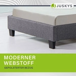 Juskys Polsterbett Paris 90 x 200 cm mit LED, Lattenrost & Kunstleder Grau - Grau