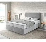 DELIFE Boxspringbett Dream-Well 140x200 cm Mikrofaser Grau mit Matratze und Topper -