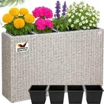 CASARIA&reg; Blumenkasten 4 Innent&ouml;pfe Polyrattan Herausnehmbar Wasserablauf Outdoor