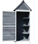 Wiltec Gartenschrank aus Holz grau 77x53x179cm mit T&uuml;r, Satteldach und