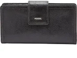 FOSSIL Geldb&ouml;rse Logan RFID Tab Clutch Black schwarz - Schwarz