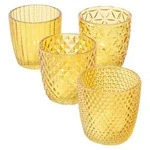 Boltze Windlicht Set Marilu 4-tlg gelb Deko-Gl&auml;ser Kerzenst&auml;nder 8 cm - Gelb