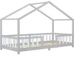 Kinderbett &rsquo;Treviolo&lsquo; in Haus-Optik mit Rausfallschutz Kiefernholz 90 x 200 cm