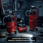 AREBOS 50L Druckluftkompressor Kompressor stehend 1500 W 10 bar, inkl. 13-tlg.