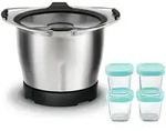 Moulinex XF387E10, Sch&uuml;ssel, 0,8 l, Schwarz, Edelstahl, Glas, Metall, Round,