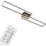 LED Deckenleuchte Dimmbar Fernbedienung CCT 40W Holz-schwarz Metall Briloner -