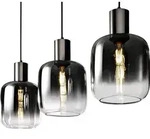 Pendelleuchte - Schwarz - Metall - Rauchglas - 3-flammig - B 95 cm - Schwarz