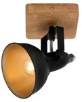 Wandspot retro vintage dreh- &schwenkbar 1xE14 Schwarz-Gold Metall-Holz...