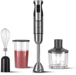 KLAMER Stabmixer Set 800 Watt, 4 in 1 P&uuml;rierstab Edelstahl mit stufenloser