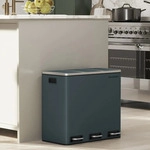 SONGMICS M&uuml;lleimer M&uuml;lltrennsystem, 3 x 18 L, ergonomisch, 3 F&auml;cher, K&uuml;che - Grau