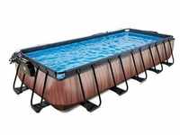 EXIT Wood Pool 540x250x100cm mit Sandfilterpumpe und Abdeckung und Wärmepumpe -