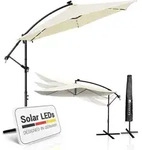 Juskys Ampelschirm Brazil 300 cm mit LED, UV-Schutz & Kurbel - Grau Creme -