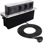 DesignLight HOP BOX versenkbare M&ouml;beleinbausteckdose, 3x SCHUKO 1x USB TYP A, 1x USB