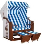 Strandkorb Profi Ostsee Fehmarn wei&szlig; Dessin 991 - Blau