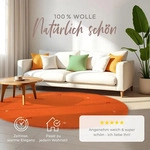 Wollteppich Gabbeh Uni Rund Orange &Oslash; 80 | Moderner Teppich f&uuml;r Wohn- und