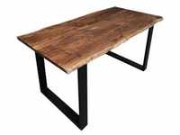 SIT Möbel Baumkante-Esstisch 200 x 100 cm | Tischplatte Akazie nussbaum-farbig 
