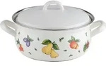 Riess Kasserolle mit Deckel &Oslash;20cm 2,1L Fruit Garden Emaille - Wei&szlig;