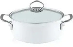 Riess Kasserolle mit Glasdeckel 16 cm 1 Liter aus Emaille in Articweiss - Wei&szlig;
