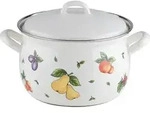 Riess Emaille Fleischtopf mit Deckel &Oslash; 18 cm, 2,5 l Fruit Garden - Wei&szlig;