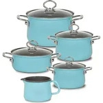RIESS 0546-037 RIESS Emaille Spar-Set 5-tlg. Nouvelle extra stark, KRISTALLBLAU -