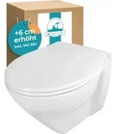 Calmwaters&reg; Erh&ouml;htes Wand WC sp&uuml;lrandlos Modern Plus mit Toilettendeckel, +6 cm