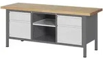 STIER H&ouml;henverstellbare Werkbank Premium, 2 Schubladen, 2 T&uuml;ren & Fachboden,