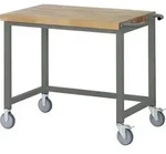 STIER Fahrbare Werkbank Premium, 100x70x88cm, Stahl & Buche, Montagewerkbank
